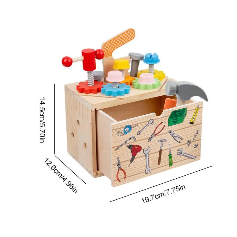 Wooden Tool Box Montessori STEM Construction Tool Box Pretend Play Toys Set Montessori Learning Activity Christmas Birthday Gift