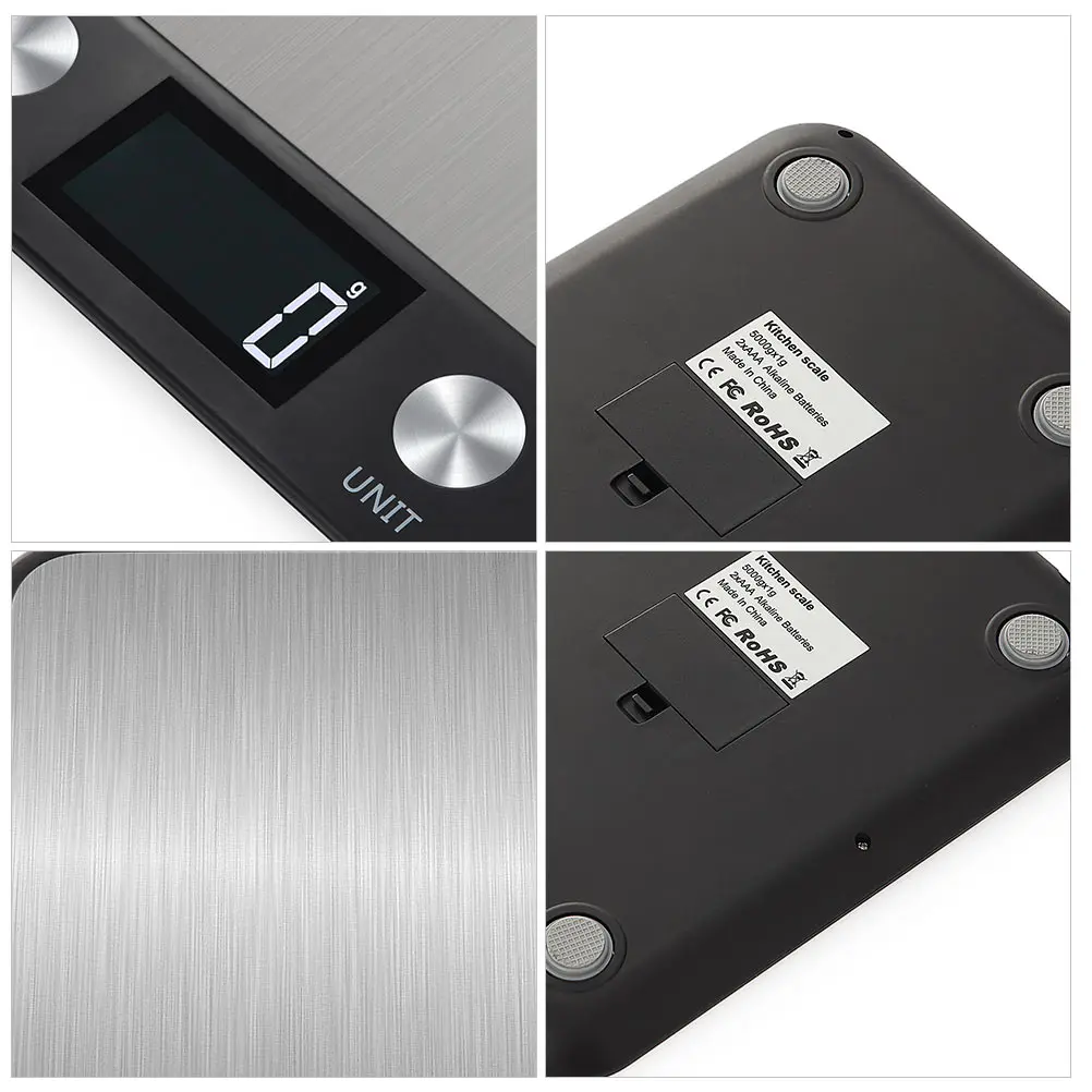 

5Kg Digital Kitchen Stainless Steel Food Weight Scale Highly Accurate Cooking Scale Unit Conversion Tare Function Meal