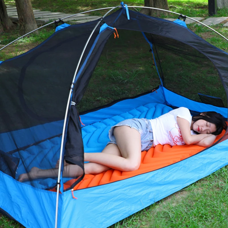 Imagem -04 - Colchão Inflável ao ar Livre Ultraleve Tapete de ar Compacto Impermeável Almofada de Dormir Individual Viagem Dobrável Cama Esteira de Acampamento Portátil