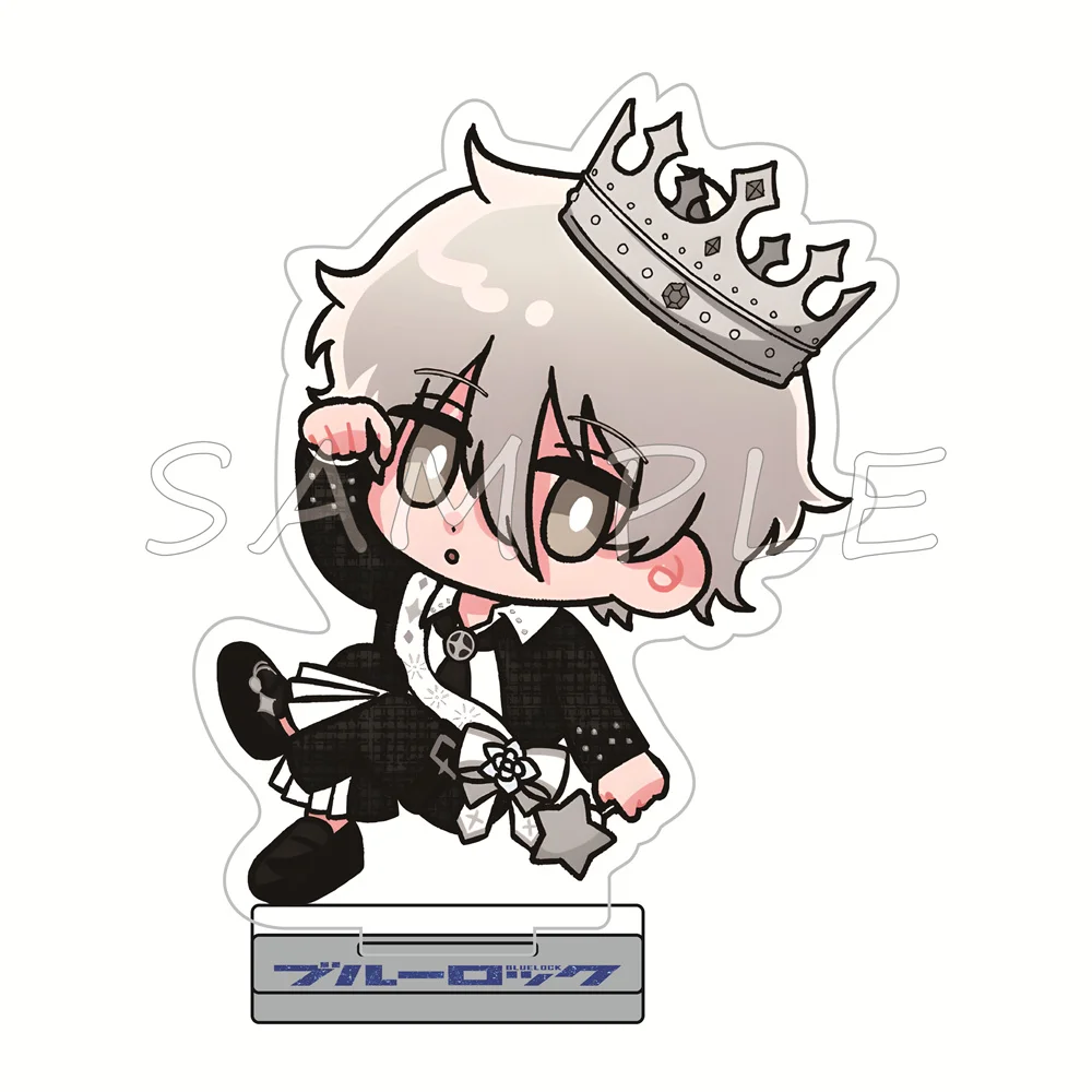 Blue Lock 10cm Acrylic Stand Figures Keychain Crown King Chibi Anime Desktop Tabletop Decor Otaku Fans Collectible Gift