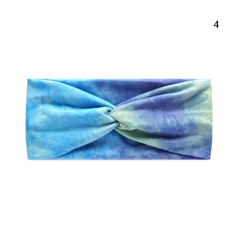 Tie Dye Printed Solid Women Headband Wide Sports Yoga Sweatband Elastic Stretch Hairband Headwear Boho Hair Turban Knot Headwrap