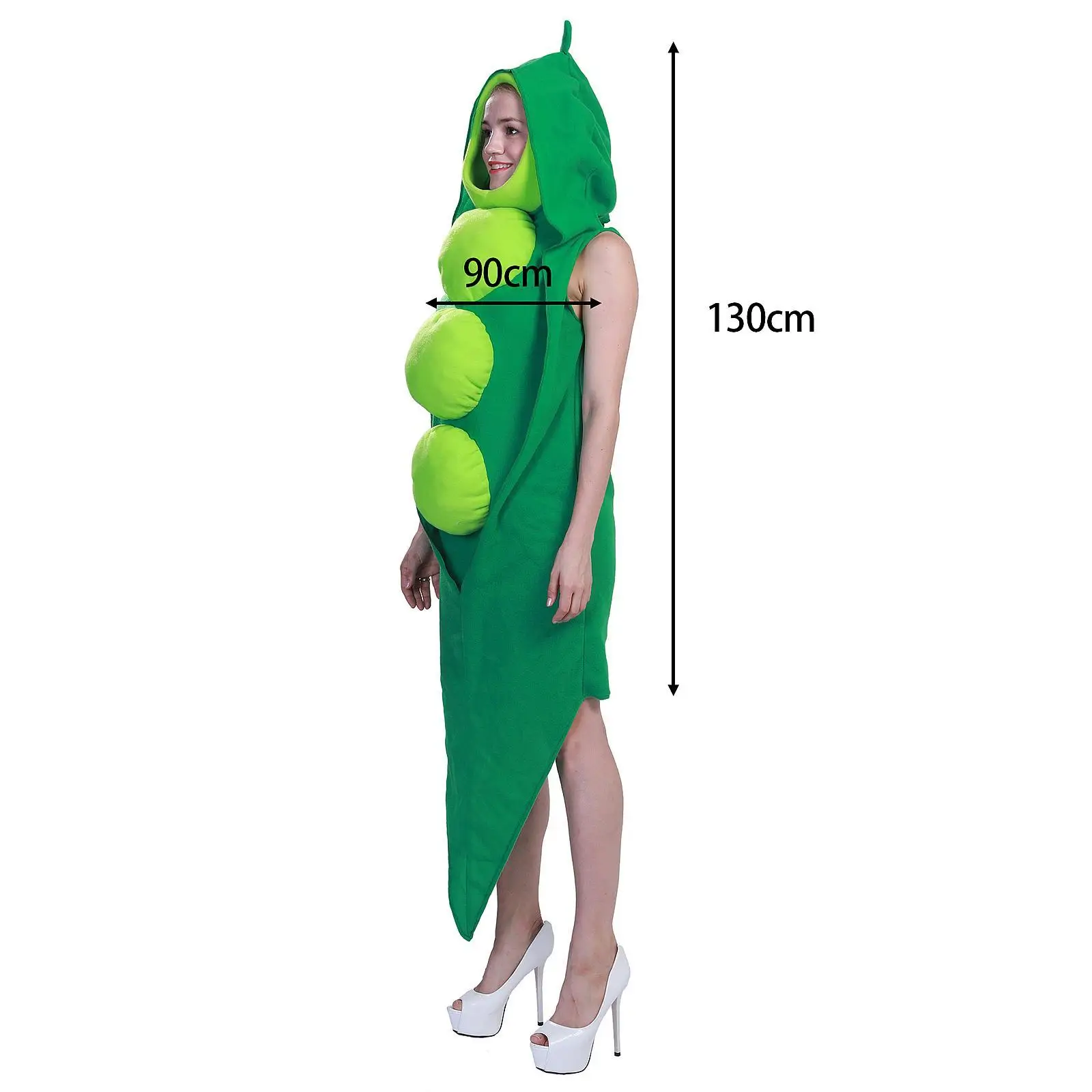 Pea Pod Cosplay Costume Funny Decorative Outfit Vegetable Costume for Masquerade Holiday Stage Performance Role Play Party Props