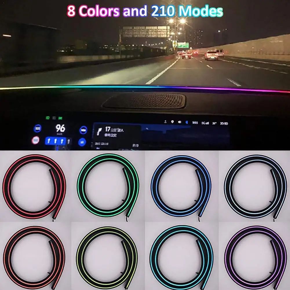 

LED Car Ambient Light USB Front Windshield Dashboard RGB Symphony Interior Acrylic Auto Atmosphere Lamp App Control