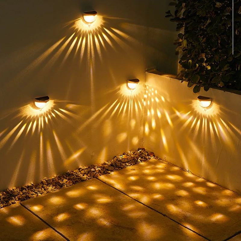 Solar Wall Lamp, Fence Lamp, Outdoor Waterproof Semi-circular Night Light, Decorative Courtyard Balcony, Wall Washing Lamp