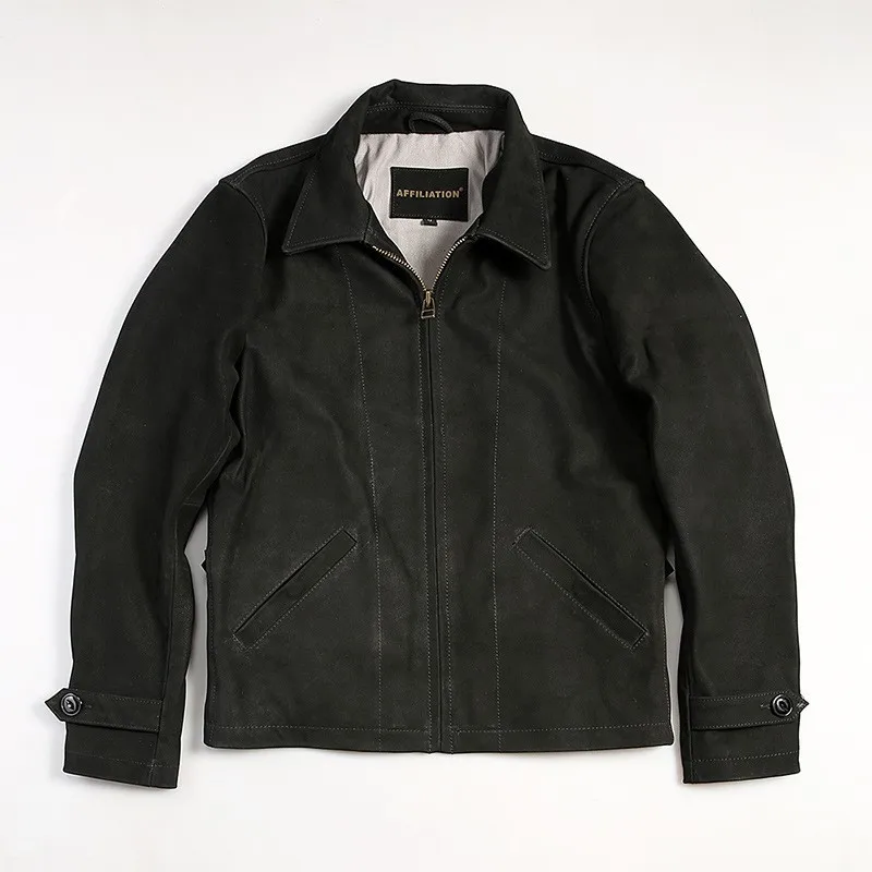 

Casual leather men's lapel matte cowhide