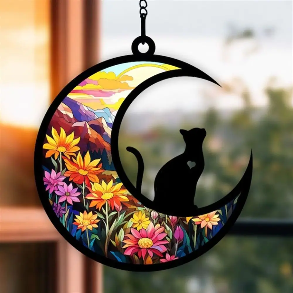 Ghirlande di porte per gatti a forma di luna che appendono gatti ghirlanda ornamento di Halloween decorazioni per la casa regali