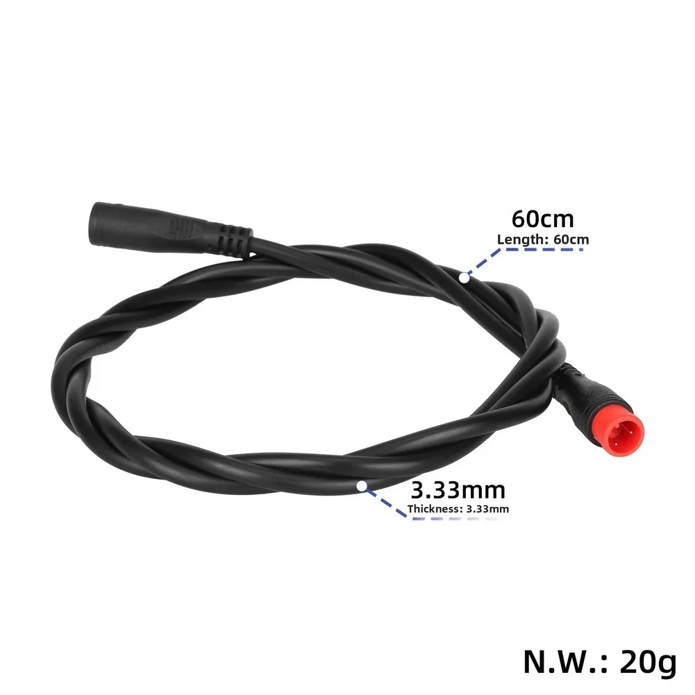 1Pc Electric Scooter M8 Waterproof Cable 2-Pin Male To Female Connector Heavy-Duty 3.33mm Wire For Outdoor Use