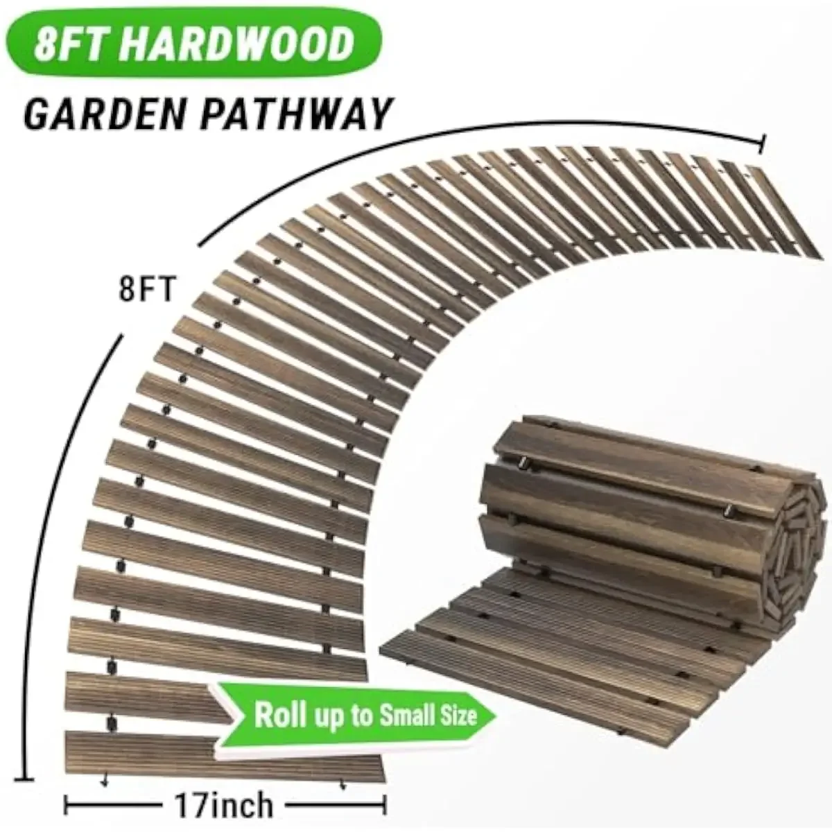 8 ft x 17 in rustic cedar walkway roll out for gardens patios beaches campsites weddings | weatherproof non-slip grooved hardwoo