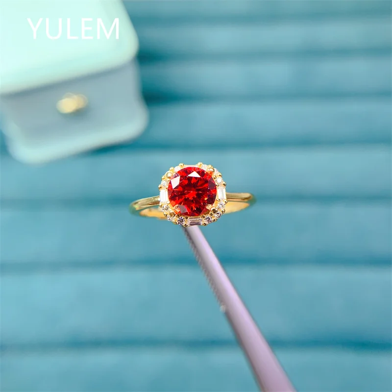 

YULEM 1ct 6.5mm Watermelon Pink Silver 925 Round Shape for Women Fine Jewelry Gift