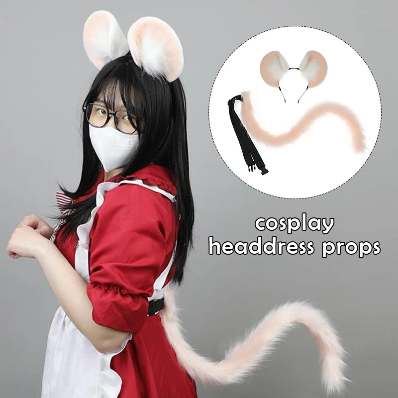 

Cute Plush Simulation Animal Ear Headband Hair Hoop Mouse Ears Anime Lolita Jk Headwear Cosplay Costume Props Hair Accessories