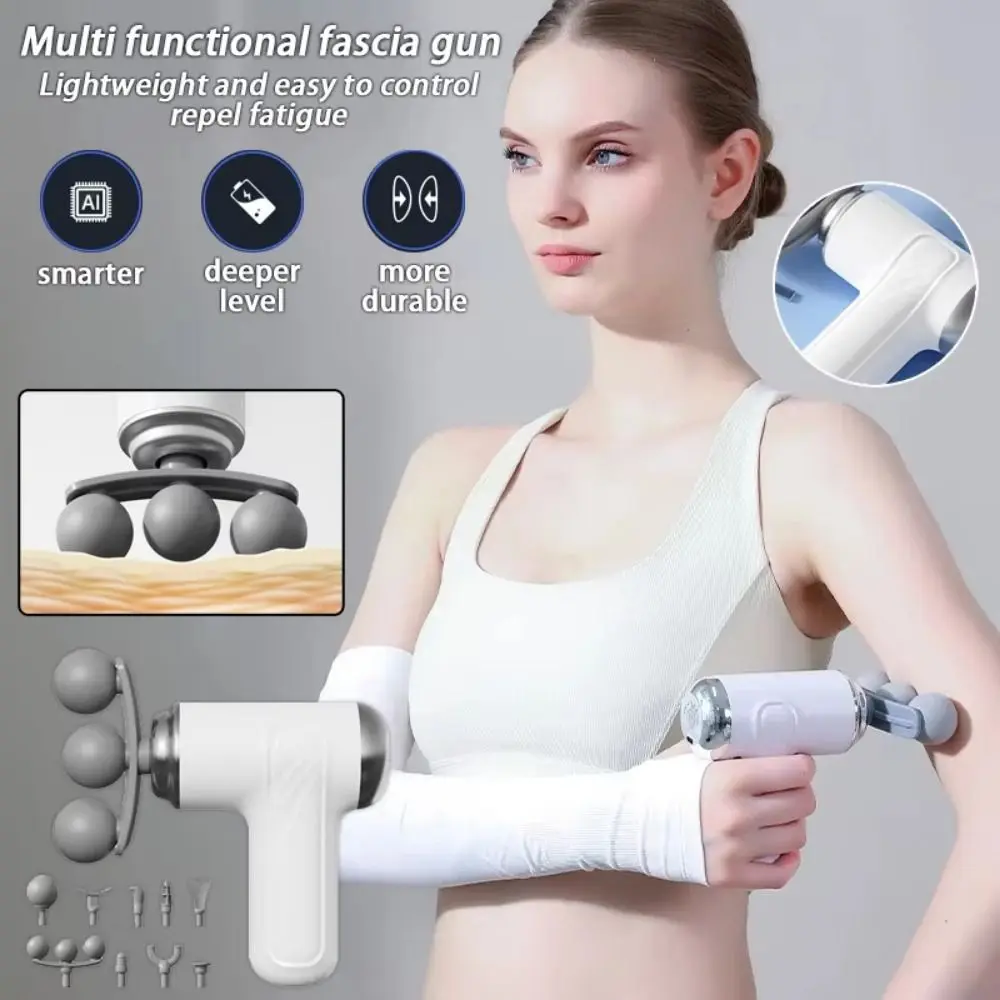Multi Replaceable Headed Triple-headed Muscle Massager Rechargeable Replaceable Head Fascia Machine Massager Cordless Portable