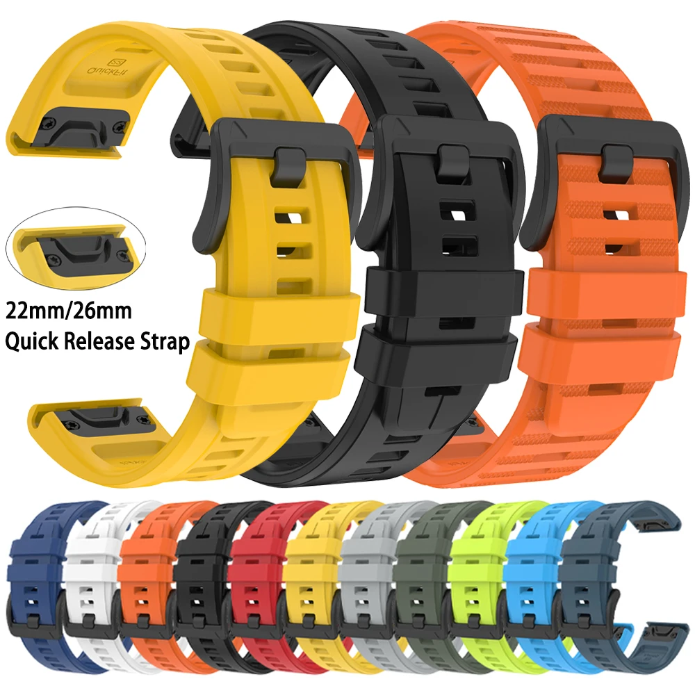QuickFit 22 26mm Silikonarmband für Garmin Fenix 7 7X Pro 6 6X 5X 5 Plus Fenix 8 E Uhrenarmbänder Tactix 8 7 Pro Delta Bravo Armband