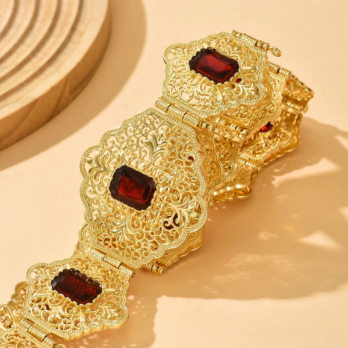 فستان زفاف كريستال ذهبي اللون على شكل زهرة الخصر سلسلة الجزائر مجوهرات للجسم مجوهرات العروس المغربية الأنيقة #5