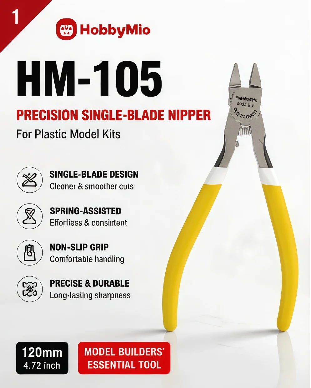 Hobby Mio Chrome Vanadium Steel Novice Ultra-thin Single-blade Cutting Pliers Comes With Protective Sleeve Hm-105