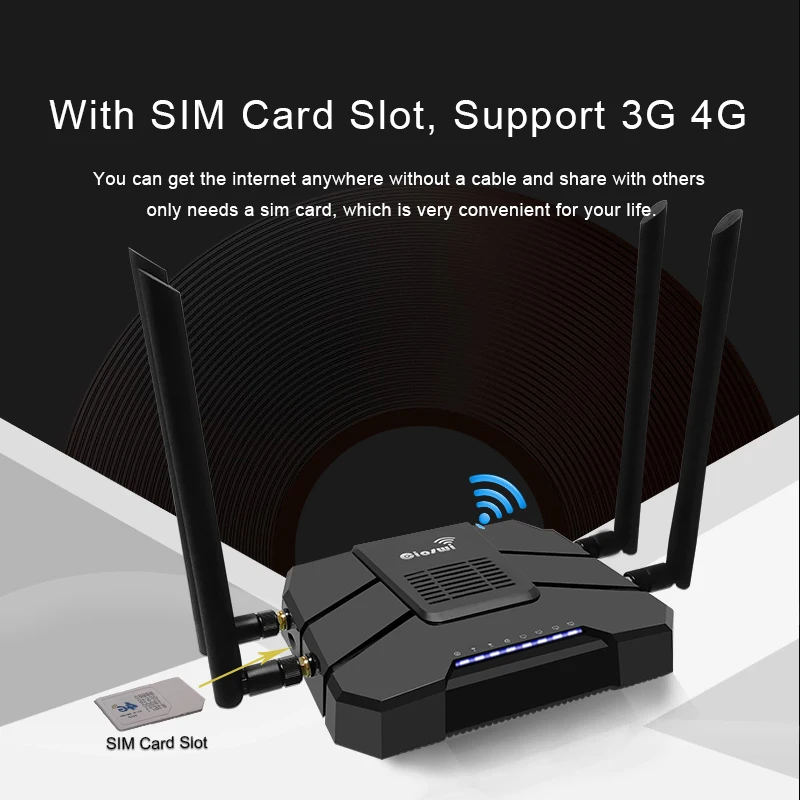 Zbtlink Sim Card 4G LTE Router Wireless Gigabit LAN 1200Mbps Speed 2.4GHz 5.8GHz Wifi USB2.0 256MB RAM Detachable 4G Antenna