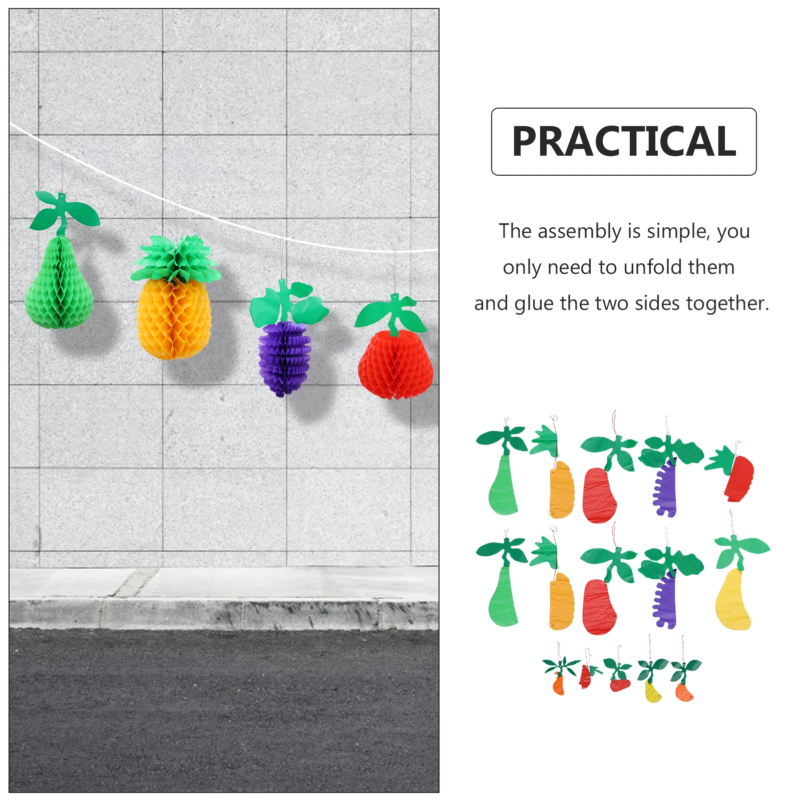 

15pcs Fruit Hanging Decor Plastic Party Layout Cellular Pendant Festival Supply Photo Backdrop DIY Decoration