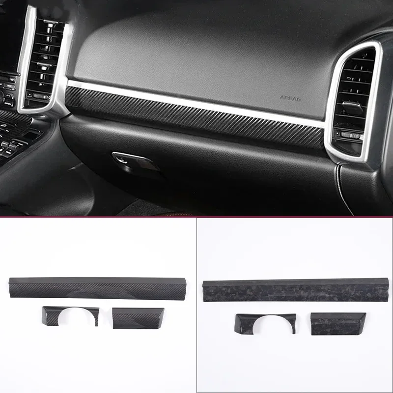 

For Porsche Cayenne 958 2011-2017 Real Carbon Fiber Car Center Console Dashboard Decorative Cover Trim Sticker Accessories 3pcs
