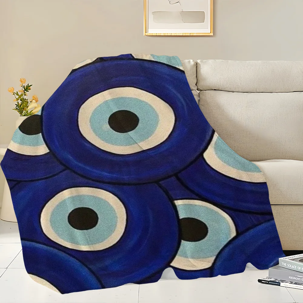 Turkish Lucky Blue Evil Eyes Blanket Skin friendly comfort warm soft plush blanket suitable sofa living room office bedroom
