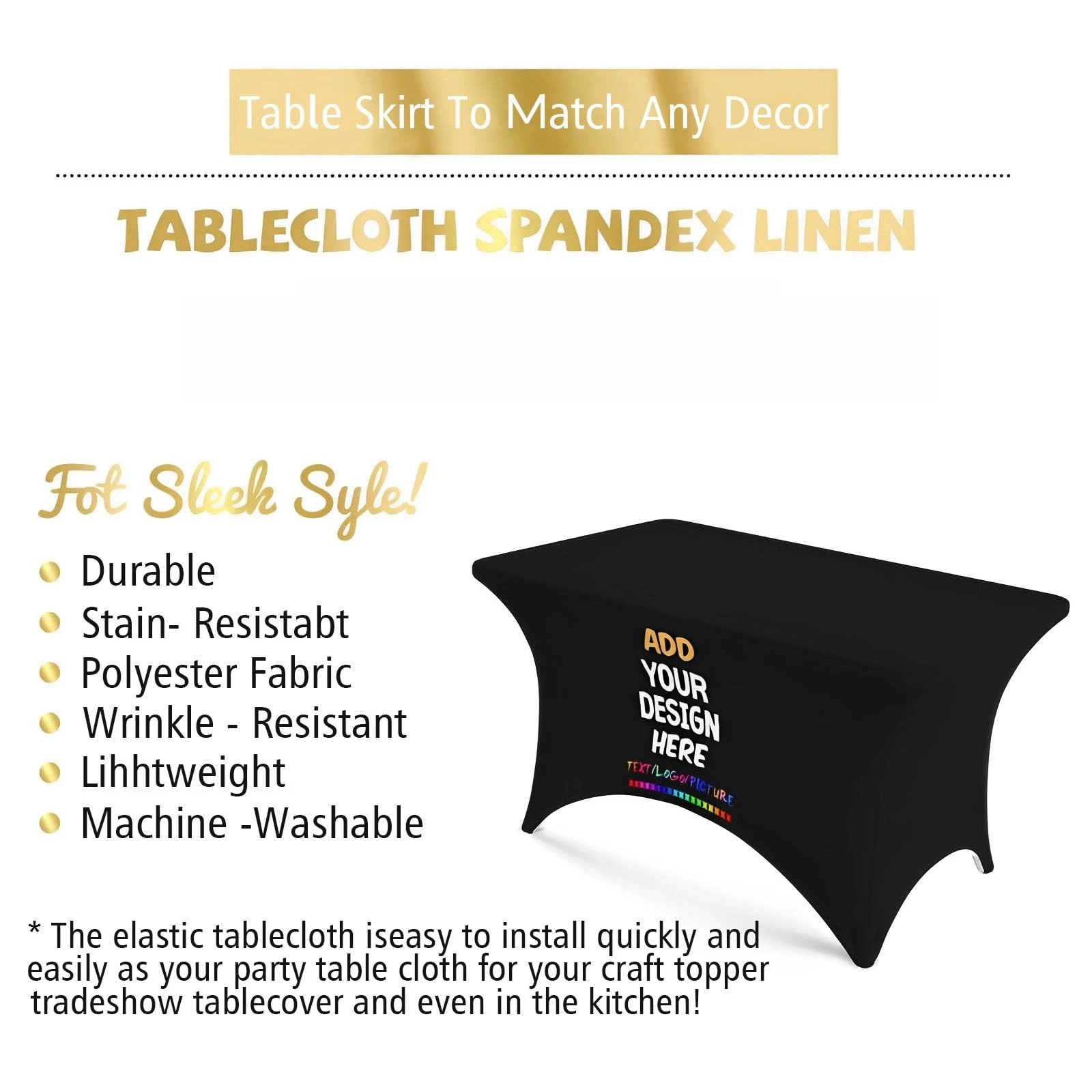 Custom LOGO Tablecloth Outdoor Customize Your Picture Text High Elasticity Wrinkle Prevention Table Runner for Parties Weddings