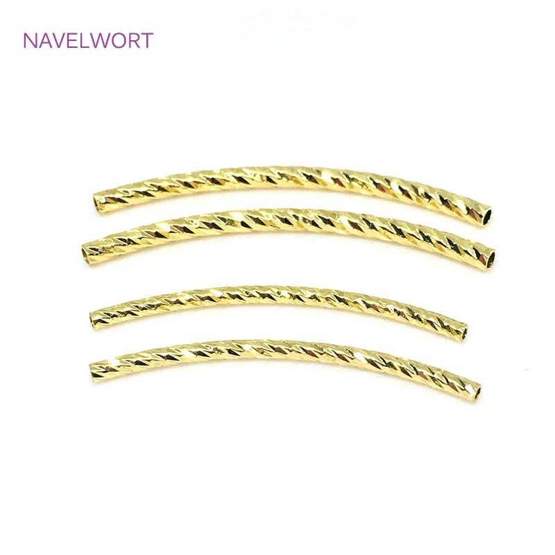 Long Curved Tube Beads 14K/18K Gold Plated Texture Tube Beads Bracelet Necklace Making Accessories DIY Jewellery Making Supplies