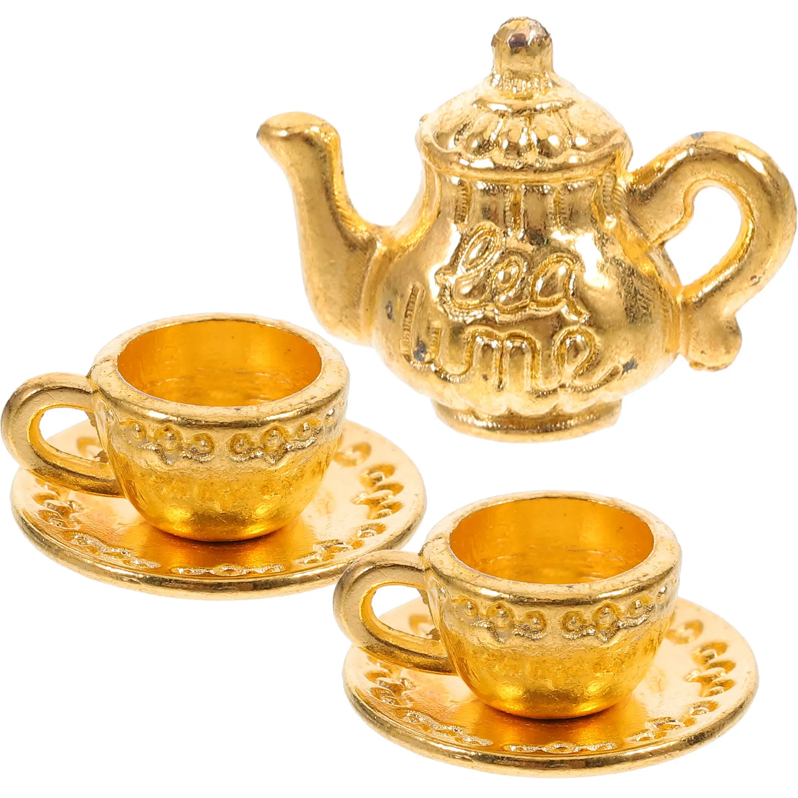 

1Set Miniature Metal Teapot Coffee Pot Bright Color Tiny House Tea Set Kitchen Pretend Play Accessories for Lifelike Decoration