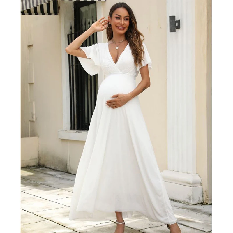 

Вечеринка для беременных, белое для беременных, элегантное длинное платье для беременных, реквизит для фотосессии