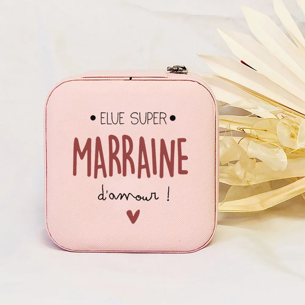 Do You Want To Be My Godmother Printed Jewellery Box Women Jewelry Case Travel Earring Ring Storage Box Marraine Request Gift