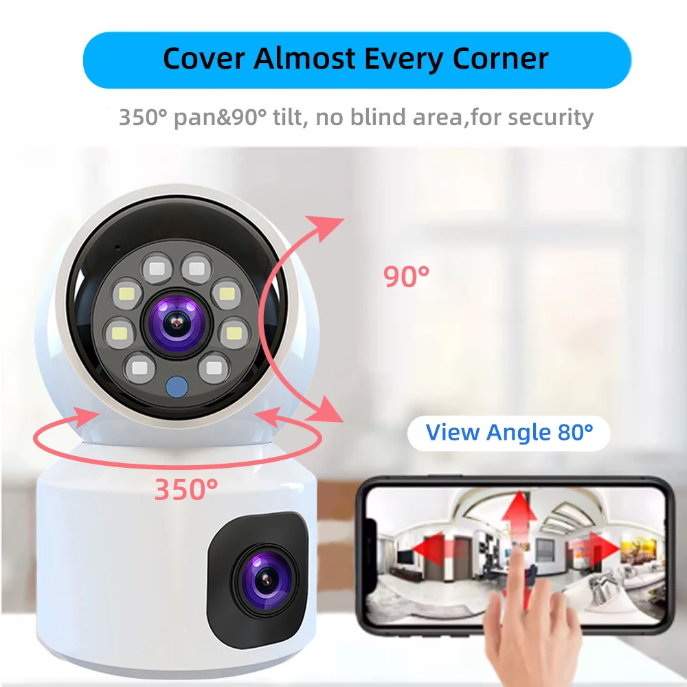 4K Dual Lens Home Security Camera 4G Night Vision Human Detection Auto Tracking 2-Way Talk Motion CCTV V380 PRO