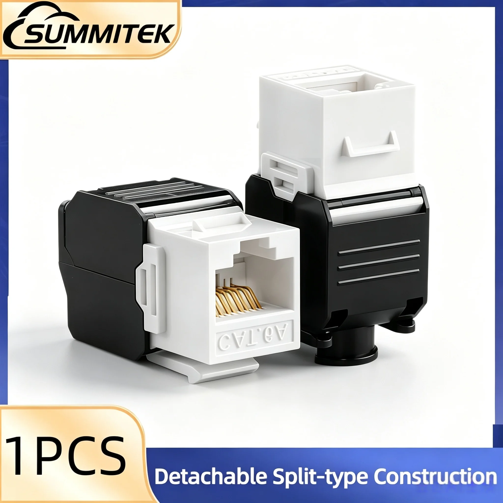 SUMMITEK 1PCS CAT6A RJ45 Keystone Jack | 180 Degree UTP Toolless Modular Coupler Jacks 10Gbps