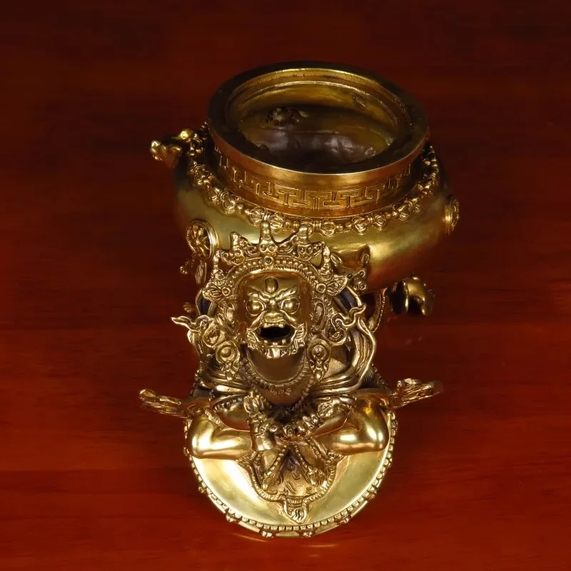 

z Copper Incense Stove Tibetan Home Offering Buddha Pure Decoration God of Wealth