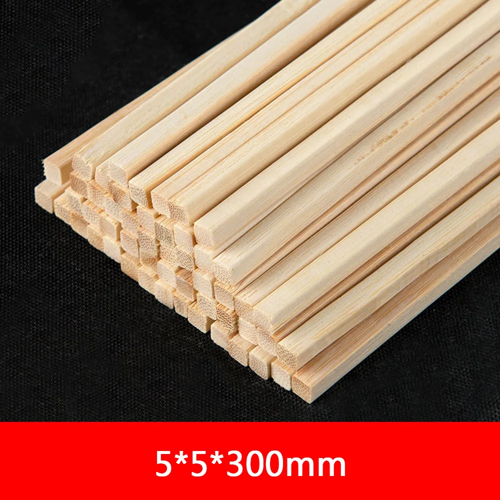 NEW 50PCS Multi-Size Wooden Square Round Wood Stick Rod for Diy Model Craft Supplies Wood Rod Material