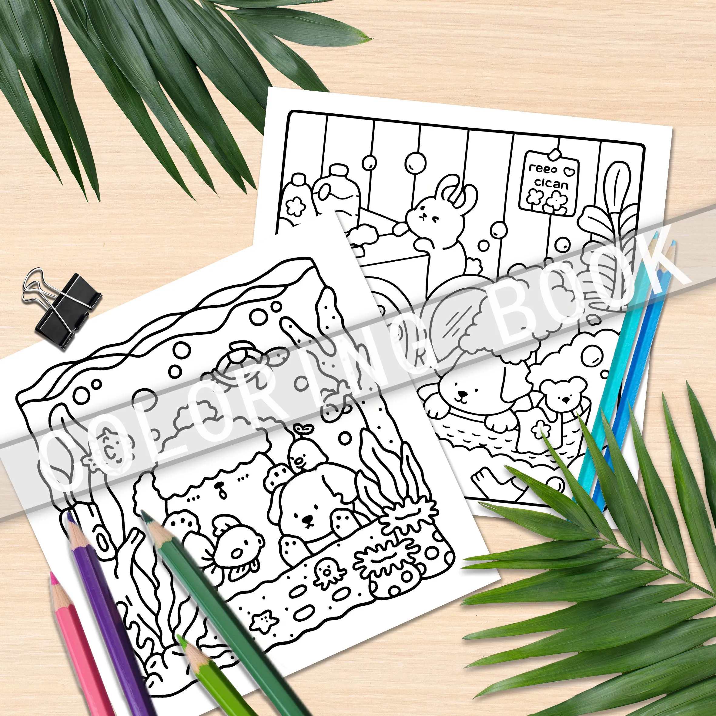 Libro da colorare Spring Serenity: bellissimo e confortevole libro illustrato a tema verde con pagine in bianco e nero