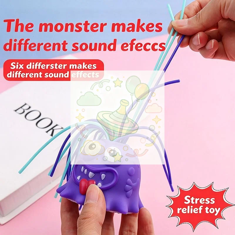 Hair Pull Screaming Monster Toy Light Up Sound Effect Fidget Toy Stress Relief Funny Gift Hair-Pulling Stress-Relieving Toy