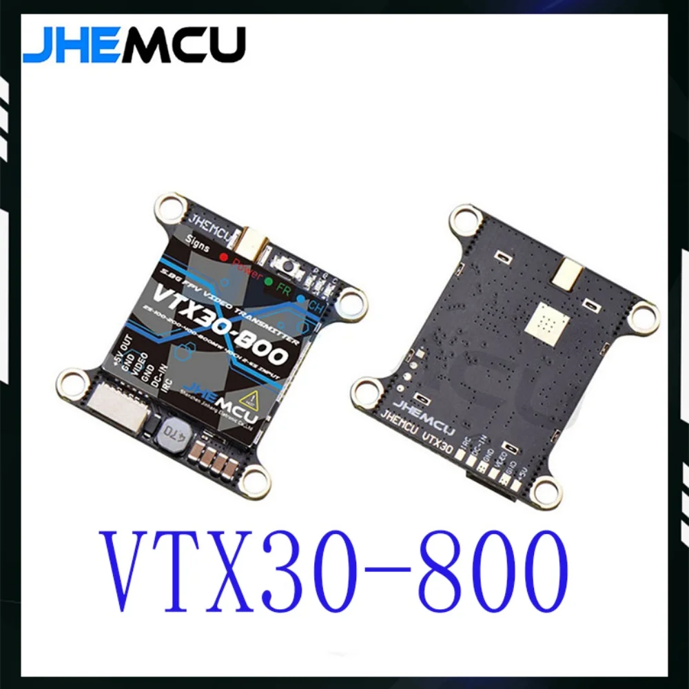 JHEMCU VTX30-800 5.8G 40CH PitMode 25mW 100mW 200mW 400mW 800mW Regulowany VTX 2-6S 30X30mm dla RC FPV Racing Freestyle Drone