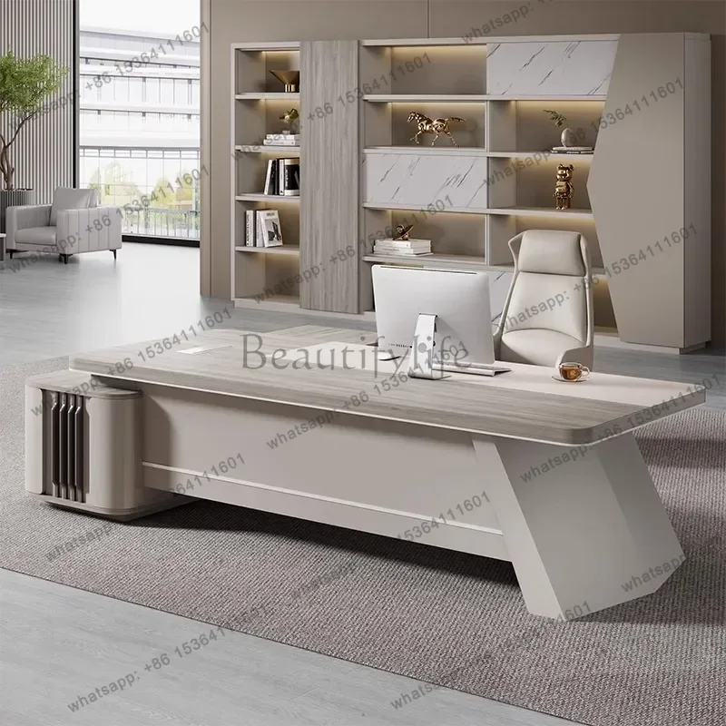 LJY Design Boss Desk Light Luxury Simple Modern Monitor Stand Reception High Quality Office Desk Unusual Unique Bureau Furniture