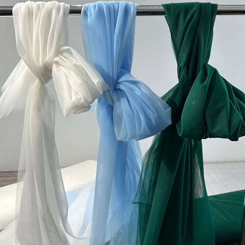 Soft Tulle Gauze Fabrics Wedding Celebration Curtain Clothing White Blue Green Mesh Layout Chair Back Yarn Encryption Veil