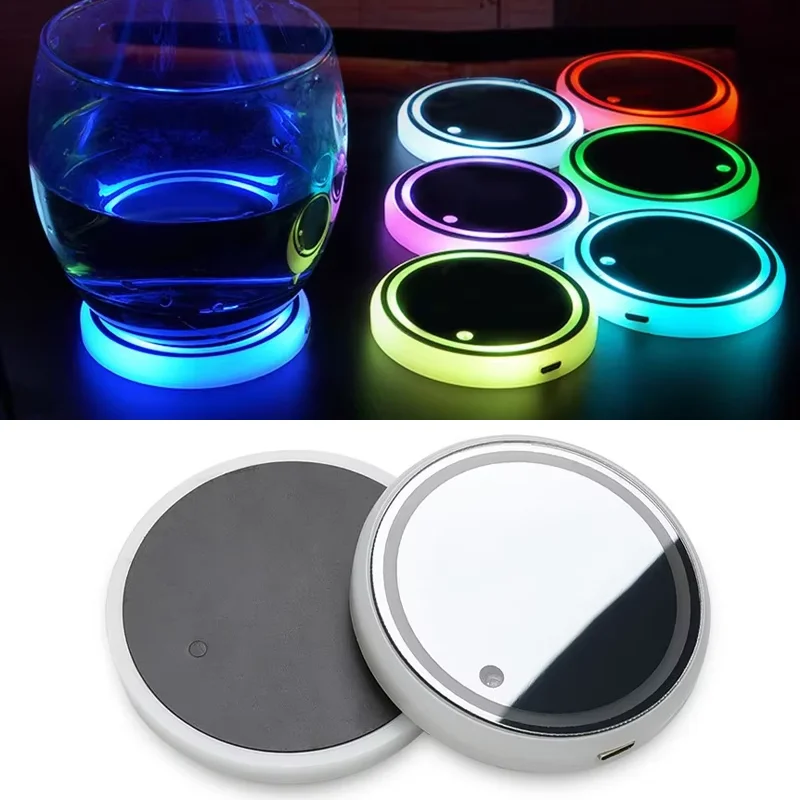 

Luminous LED Car Cup Mat High-quality Colorful RGB Light USB Styling Atmosphere Lamp Lights Auto Interior Accessories