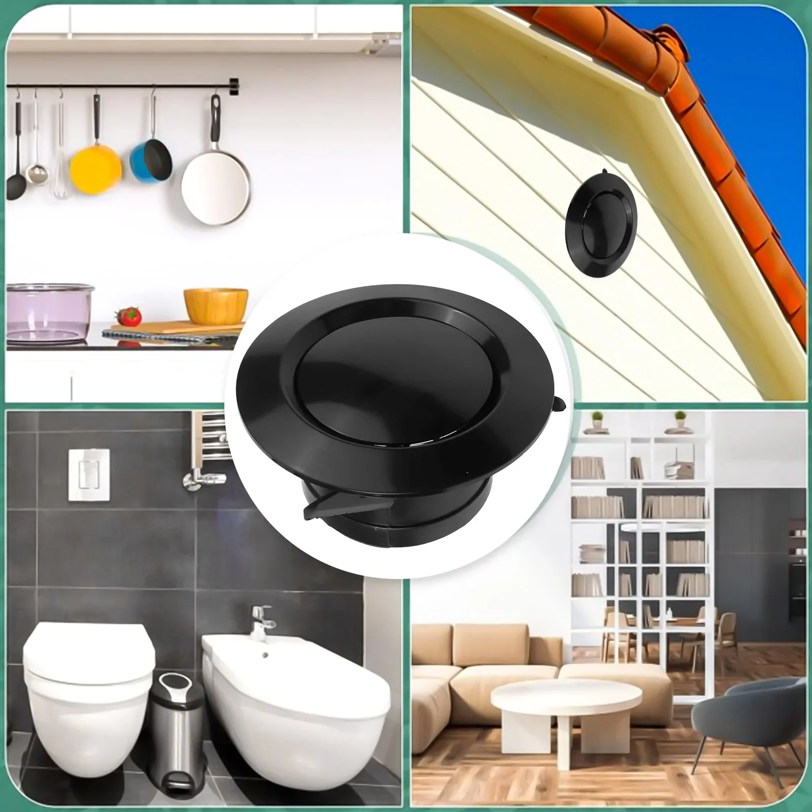 Versatile Round Ventilation Cover Adjustable Air Volume Easy Installation Lower Noise Black ABS Material 75/100/125/150/200mm