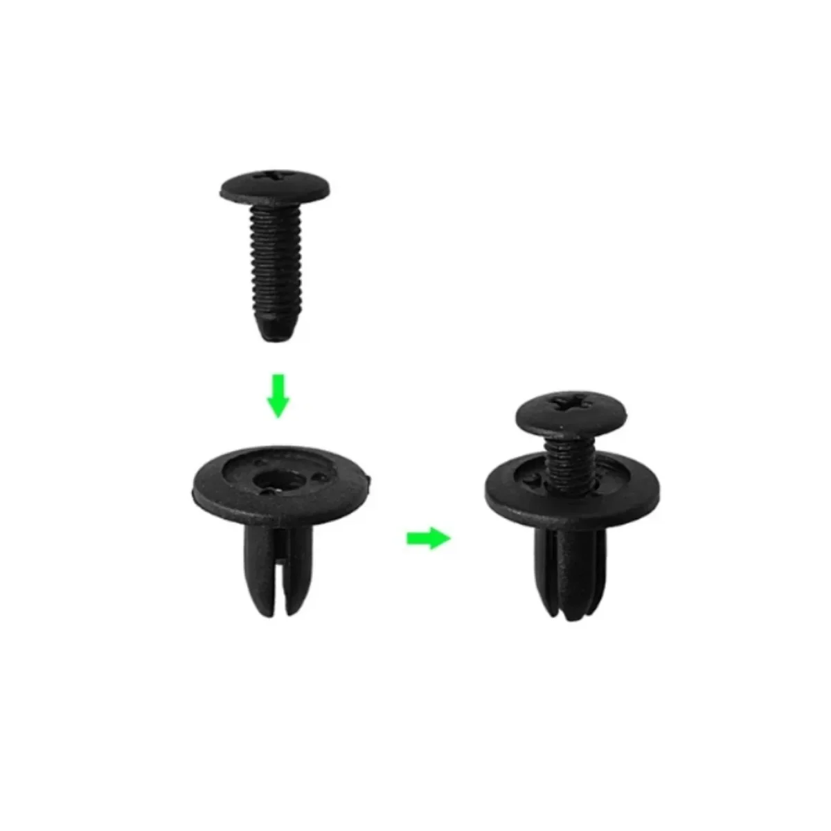 50/100PCS Car Fastener Clip fit 8mm Hole Plastic Rivets Fasteners Screw Car Bumper Fender Black Rivet for Kia Toyota Nissan VW