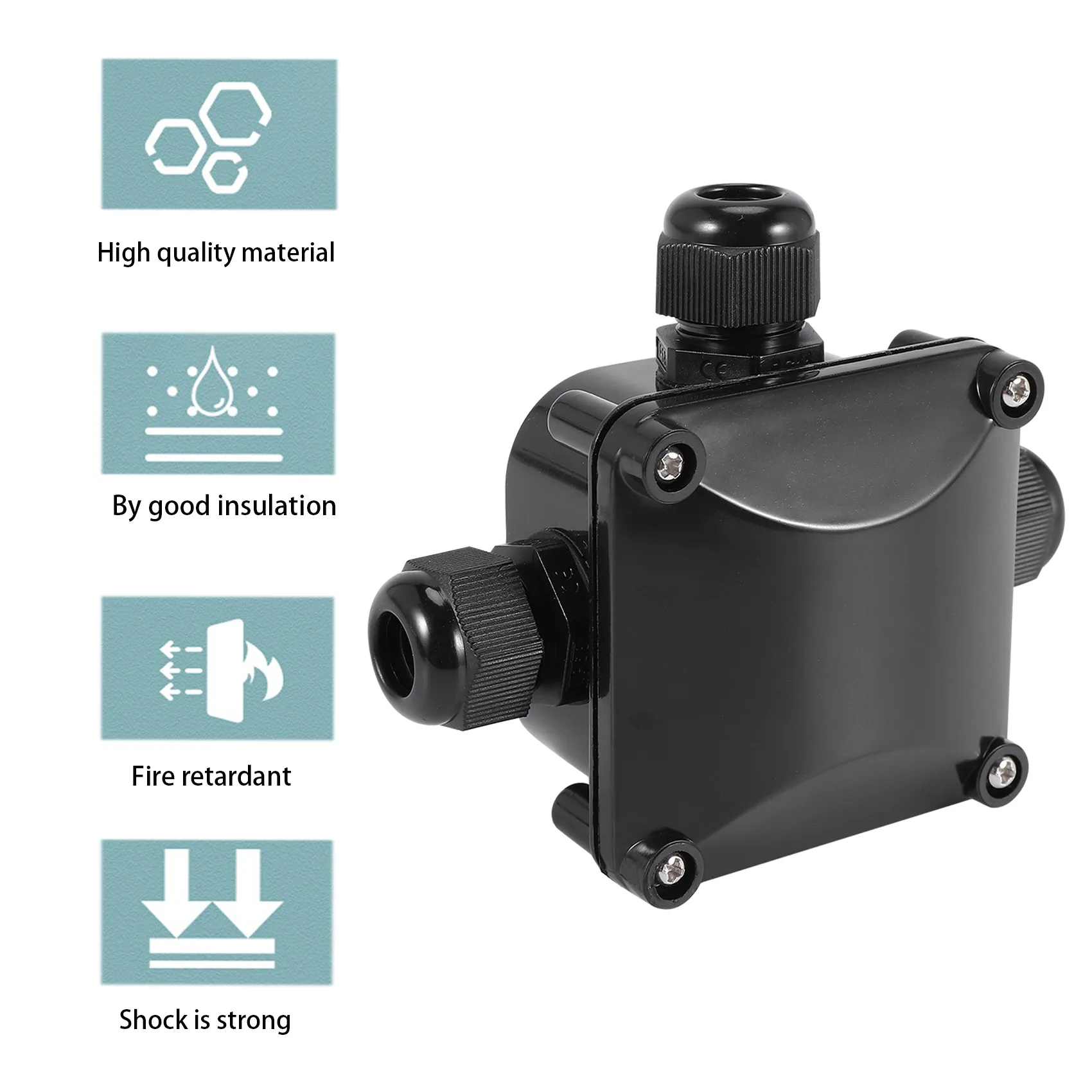 A04G-3-Way Junction Box, IP 68 Waterproof Connectors For Outdoor Lighting External Junction Box Pack Of 10 Black