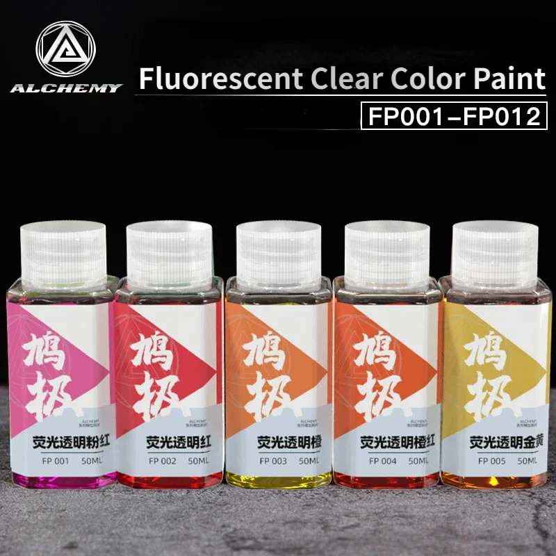 ALCHEMY FP001-FP012 Fluorescent Transparent Color Paint Assemble Model Painting Lacqucer for Modelling Hobby DIY Pigment 50ml