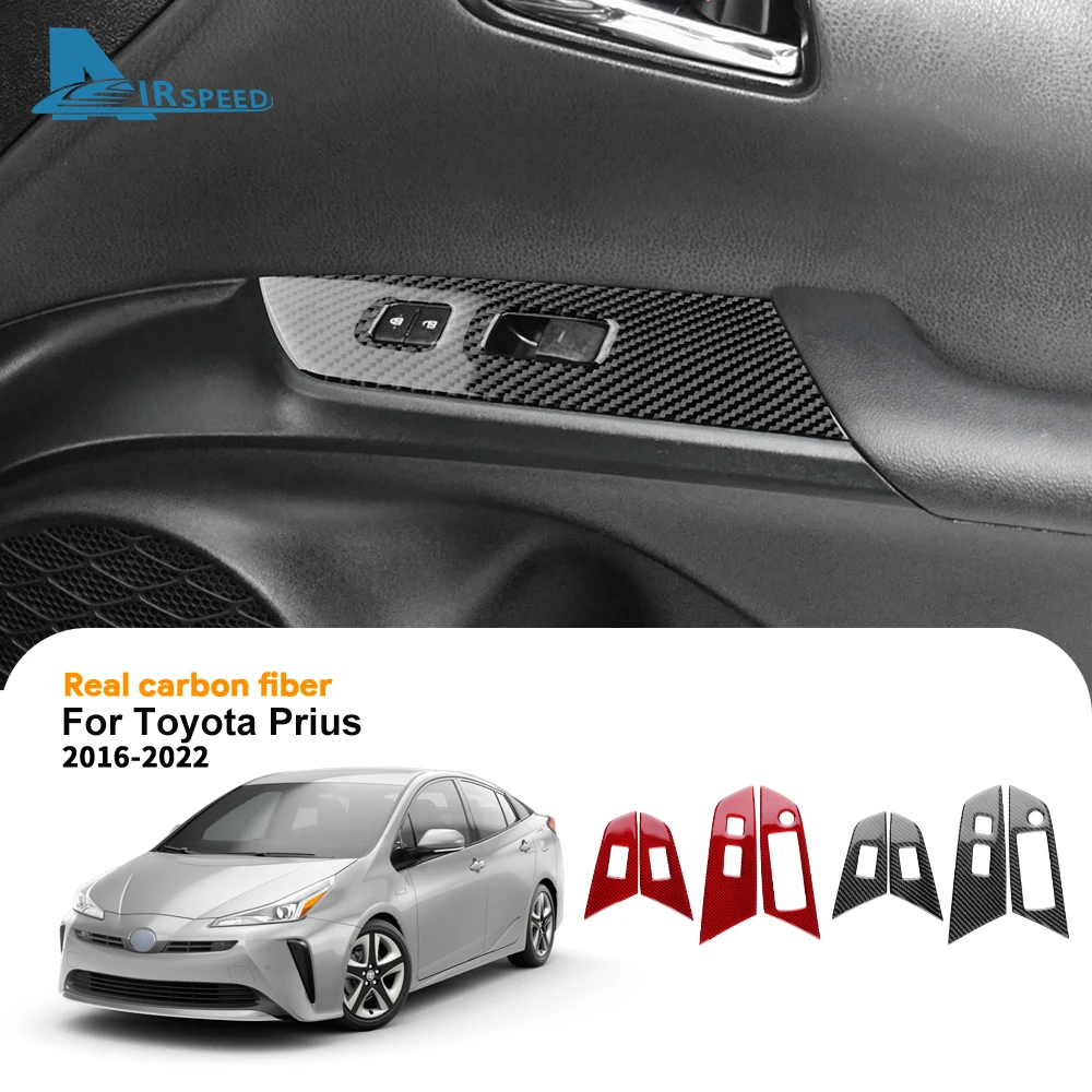 

Настоящее мягкое углеродное волокно для Toyota Prius 2016 2017 2018 2019 2020 2021 2022 LHD RHD, кнопка подъема окна автомобиля, накладка на панель переключателя