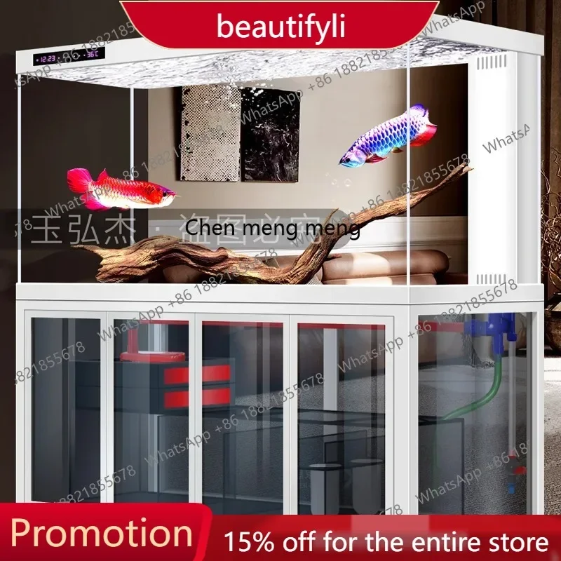 

Q181 Bottom filter fish tank large living room industrial wind intelligent ecological aquarium screen ultra-white glass water-f