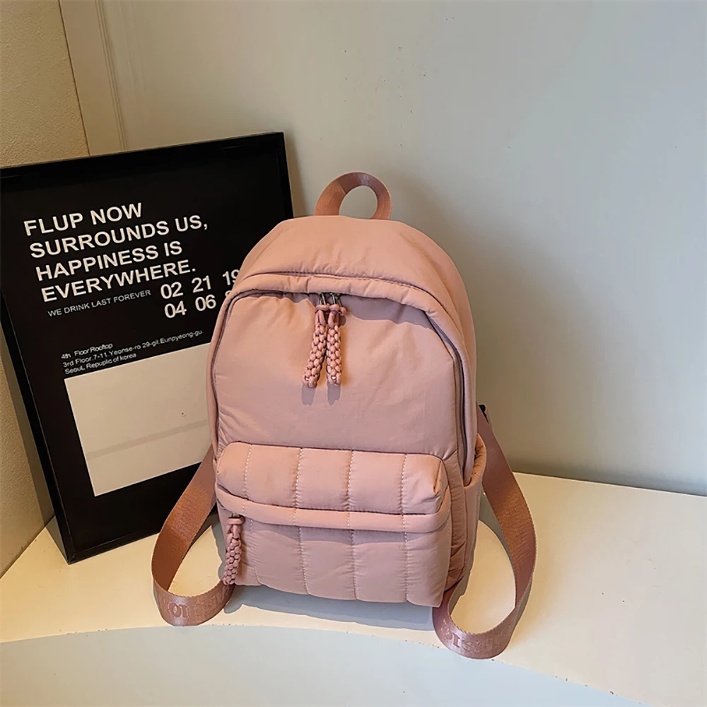 

Women Winter Casual Backpacks Korean Style Solid Color Soft Large Capacity Backpack Students Traveling All-Match Versatile Packs