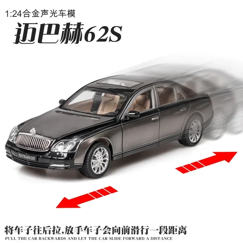 รถ Benz Maybach 62S ของเล่นสำหรับเด็กแบบหล่อจากอัลลอยของเล่นสำหรับสะสม1:24