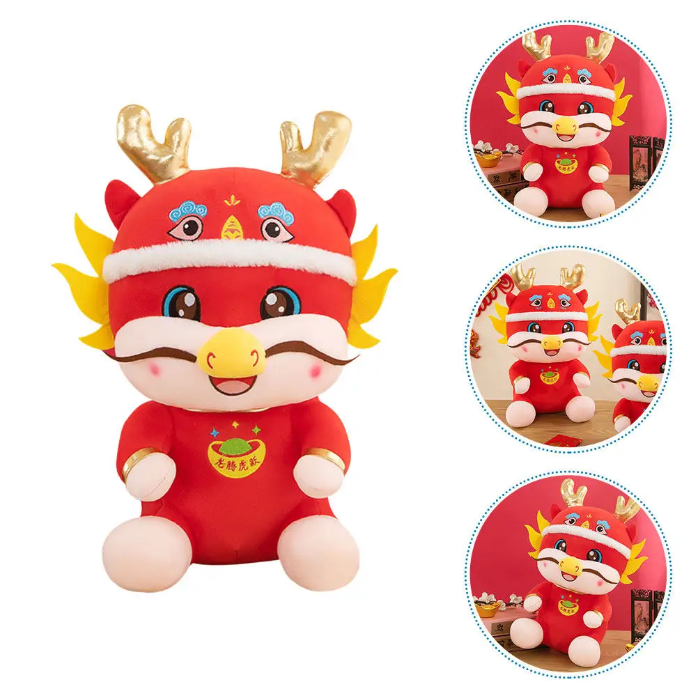 

2024 Chinese New Year Dragon Stuffed Animal Realistic Adorable Mascot for Home Decor Festival Gift Zodiac Celebration Cozy