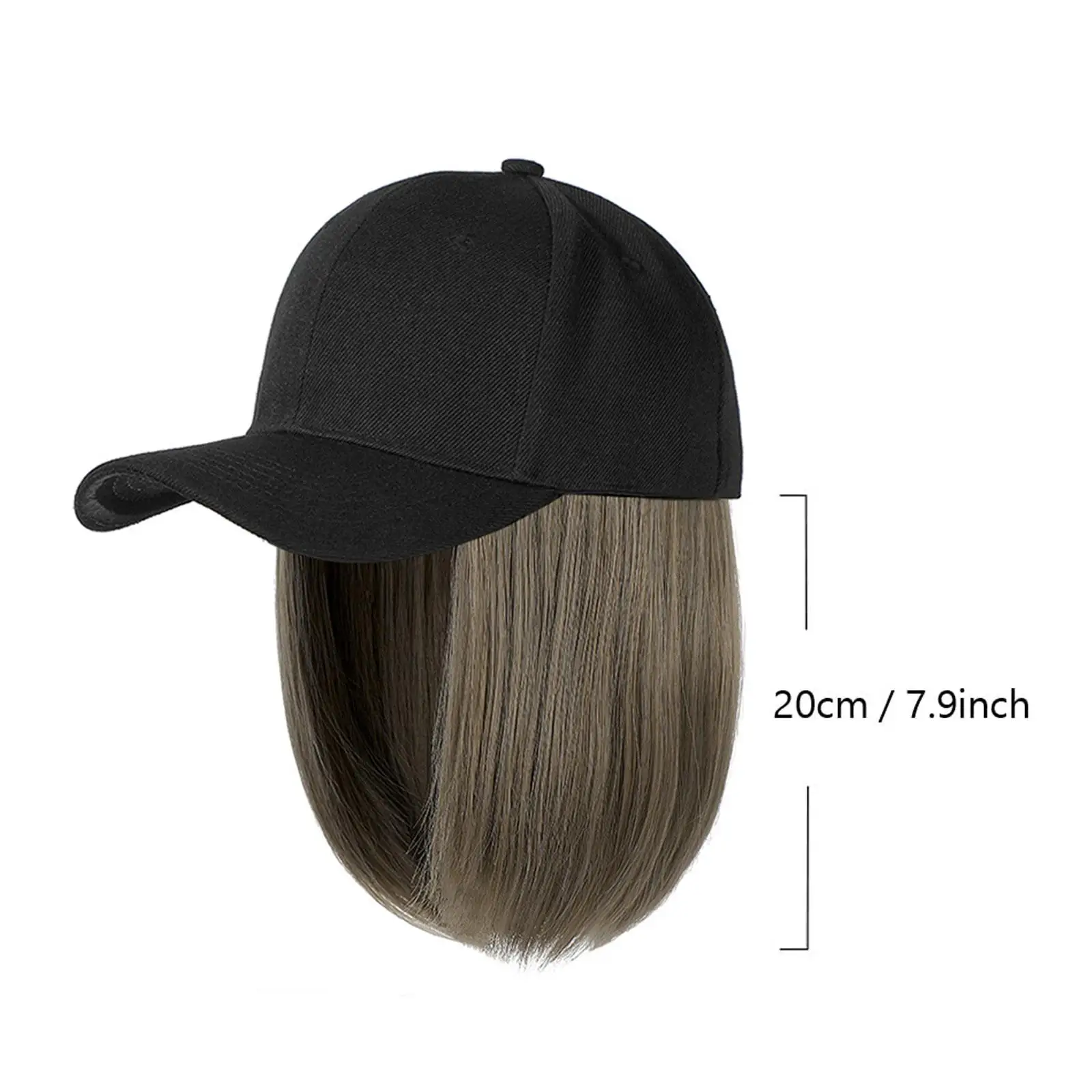 Integrated Baseball Cap With Bob Wig Short Hair Heat-resistant Fiber Seamless Connection Women\'s Cap Wig Suitable For Daily Wear