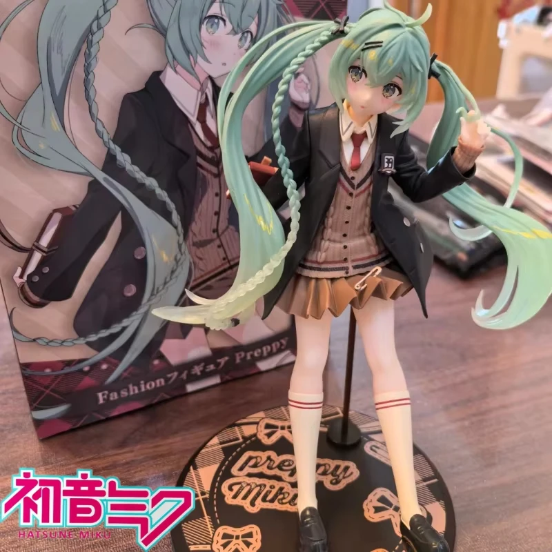 Genuine Original Taito Hatsune Miku Preppy Ver Anime Figure Model Collectible Toys Ornament Decoration Girls Birthday Gift