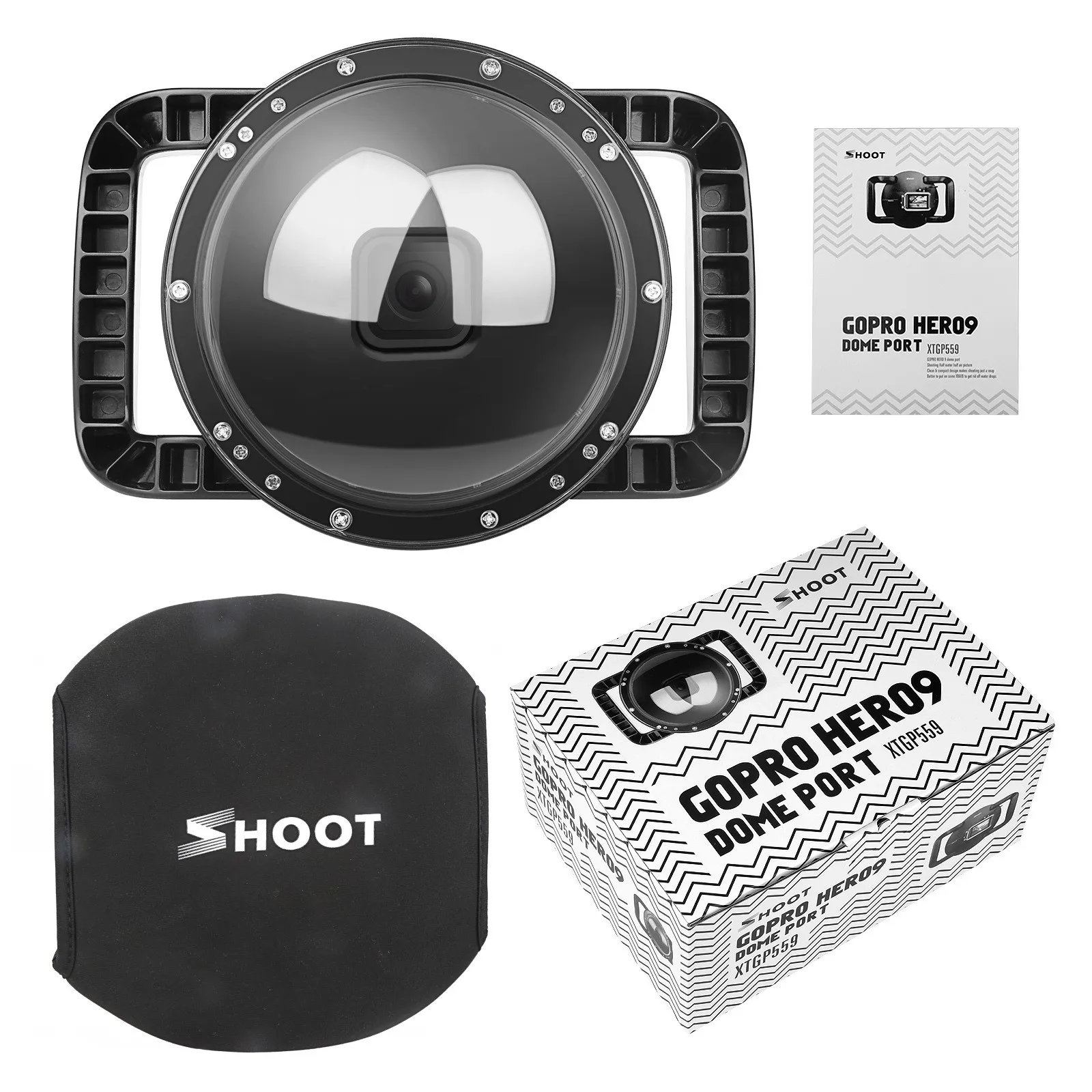 45M Waterproof Dome Port Underwater Housing Case With Floating Handle Trigger For GoPro 12 Hero 12 11 10 9