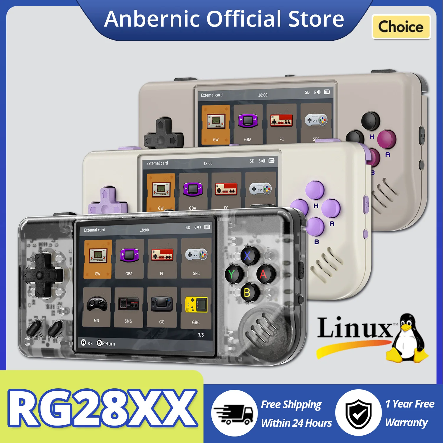 anbernic-rg28xx-handheld-game-console-283-inch-ips-screen-640-480-linux-system-3100mah-support-multimedia-application-hd-tv-out